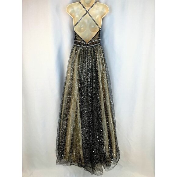 Dave & Johnny Black Sequin Halter Formal Gown $286 - Picture 7 of 14